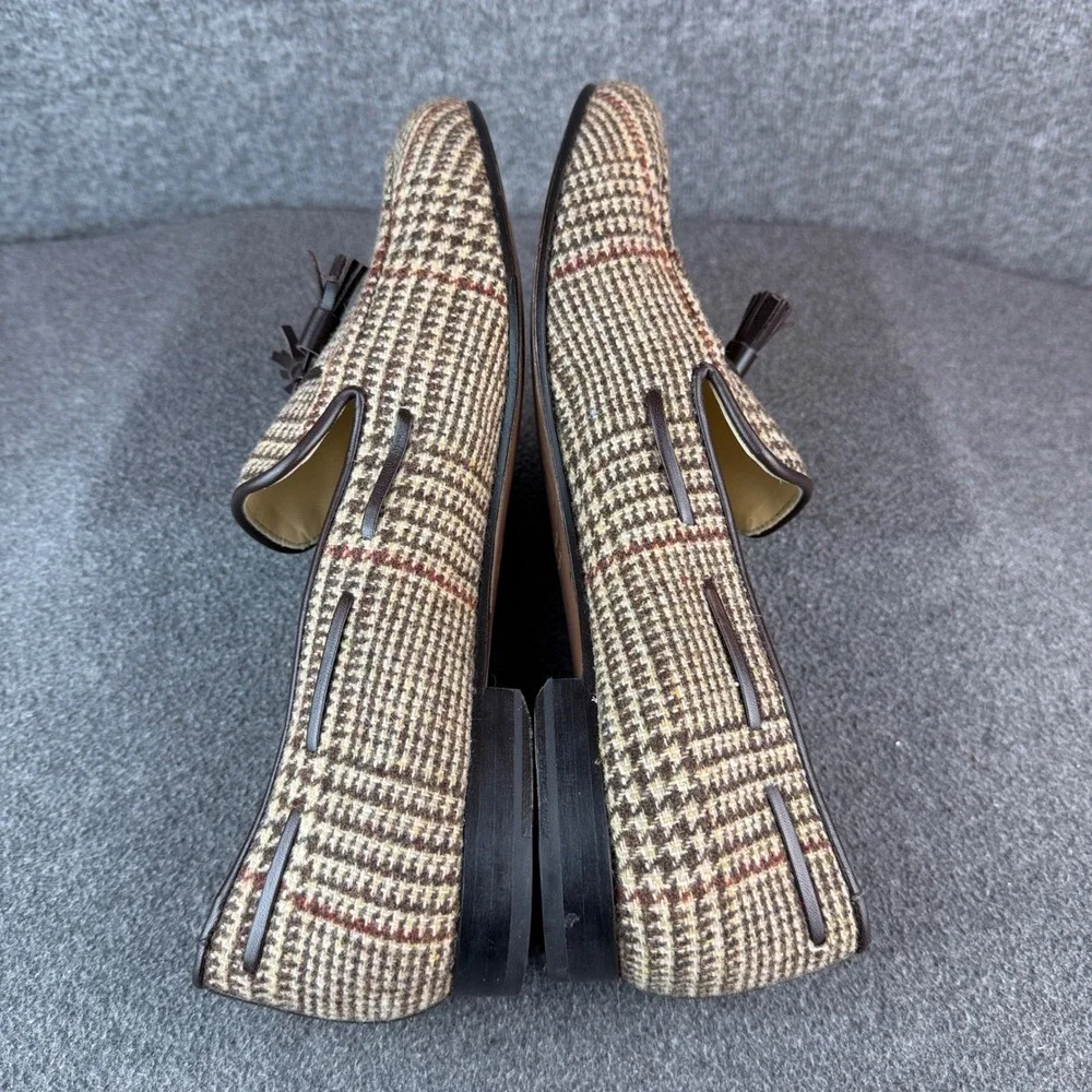 Rare Dapper Lane Mens 12 Custom Tweed Tassel Loafers Handcrafted Spain